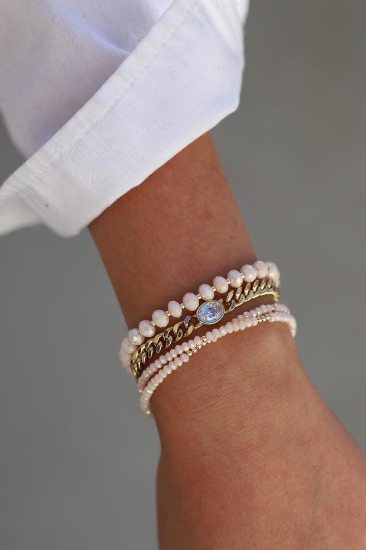 PINK OPAL RONDELLE CRYSTAL BRACELET