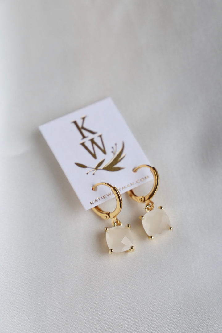 WHITE SQUARE DROP EARRINGS