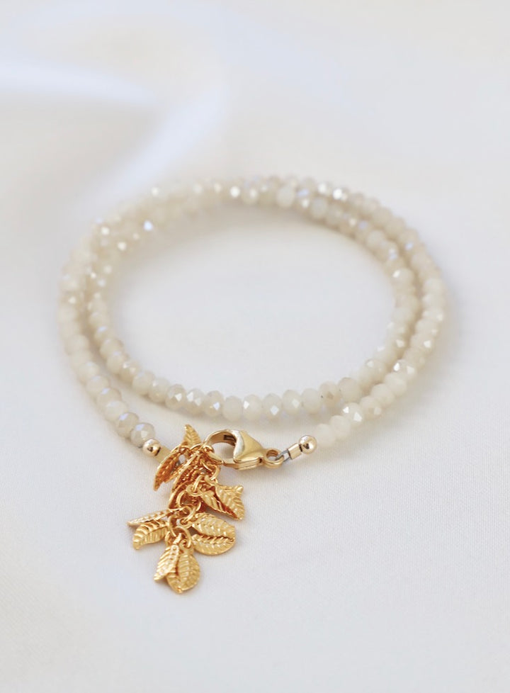 OYSTER DOUBLE WRAP AND LEAF BRACELET