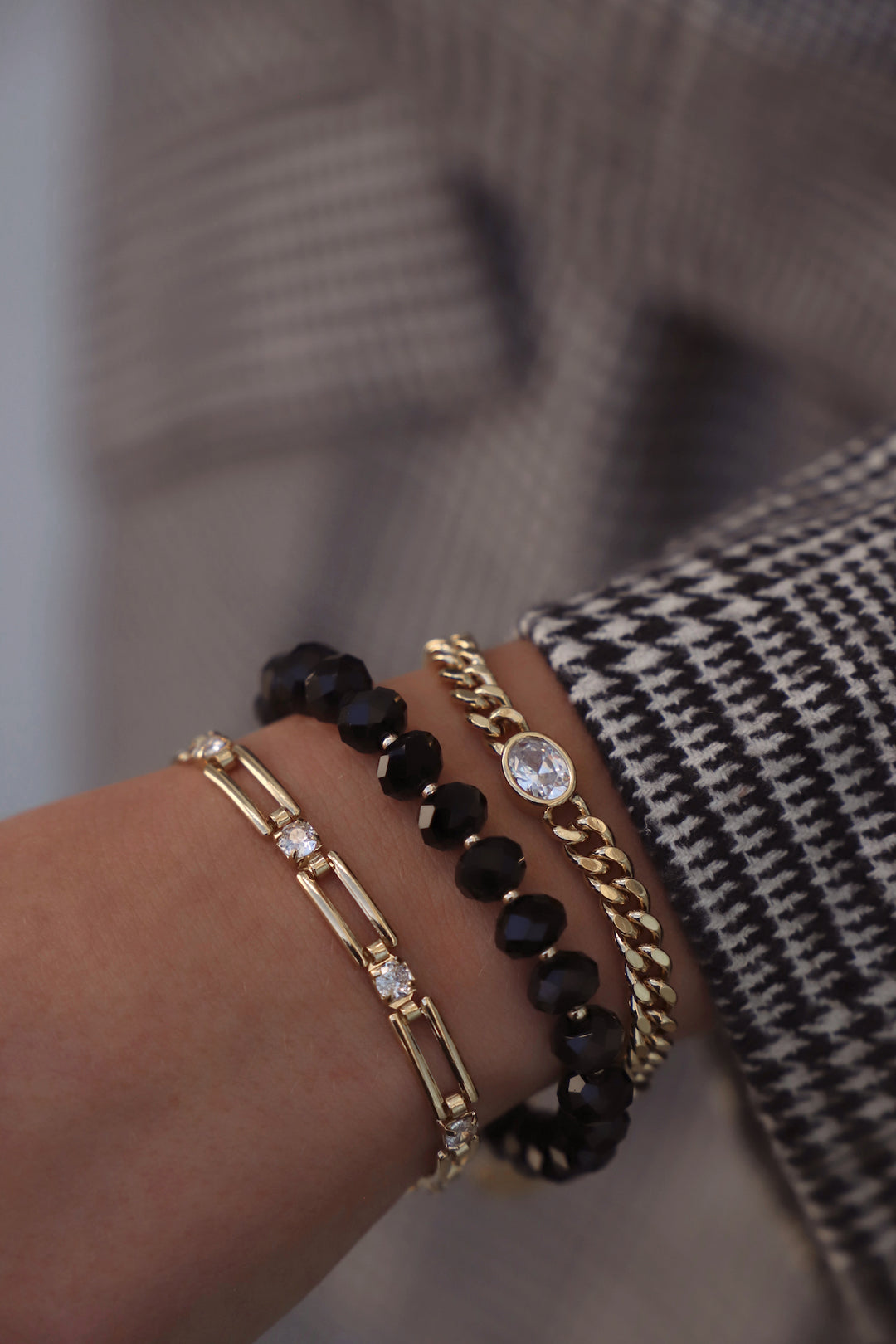 LARGE BLACK RONDELLE CRYSTAL BRACELET