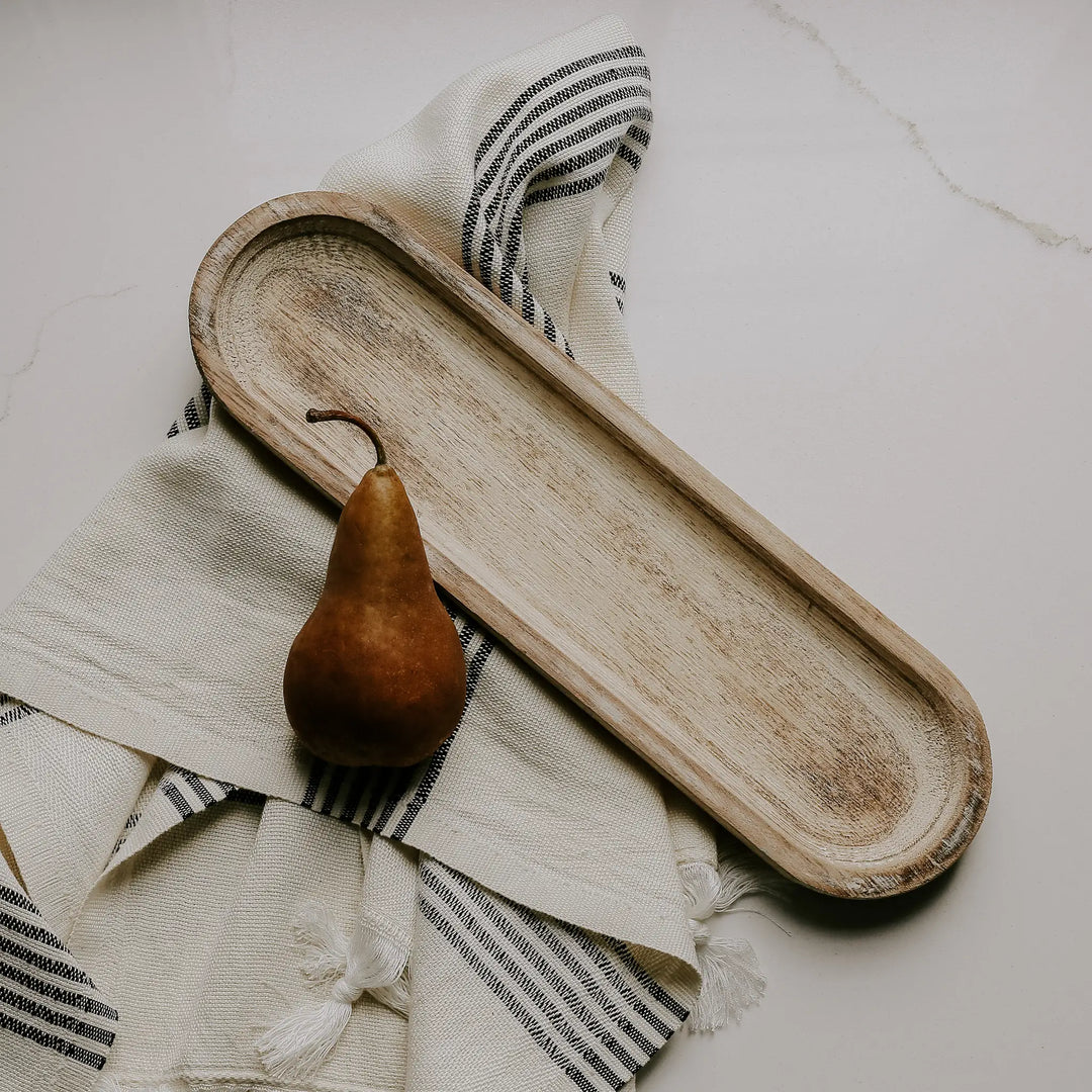 OVAL RUSTIC WOOD TRAY